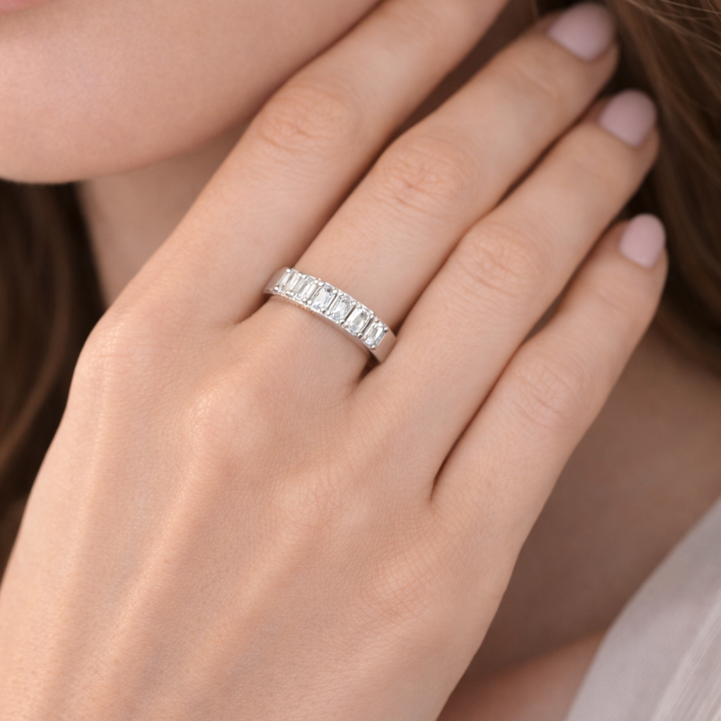 7 Emerald Cut Diamonds Classic Eternity Band