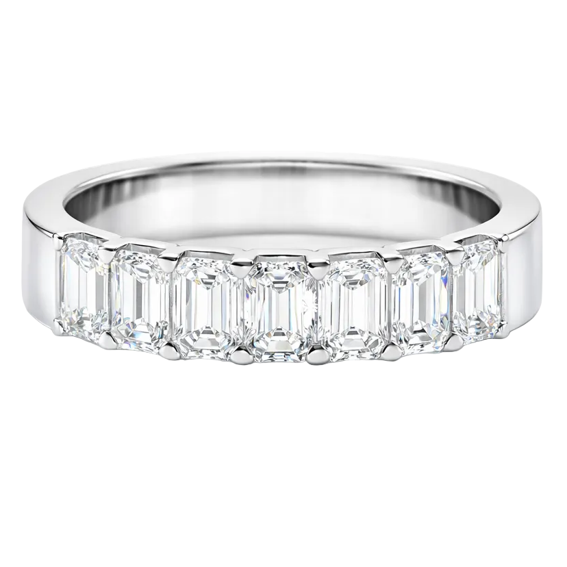 7 Emerald Cut Diamonds Design Eternity Band