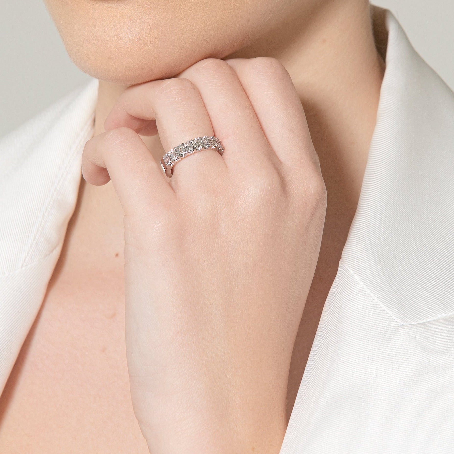 9 Emerald Cut Diamonds Design Eternity Band