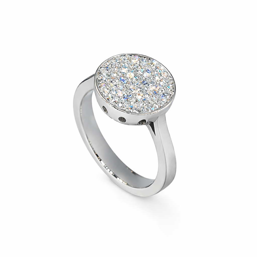 Classic Pavè round diamond ring in white gold