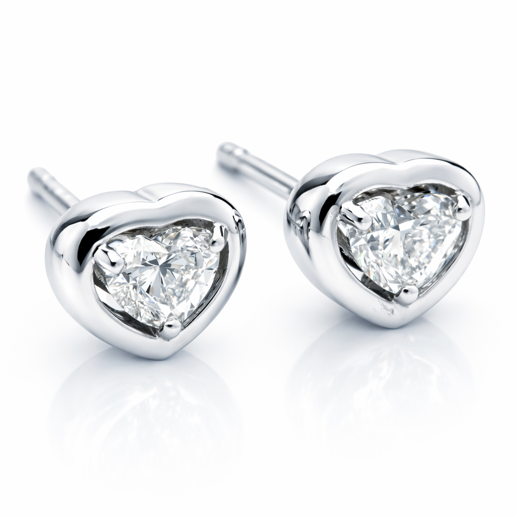 heart bezel diamond earrings