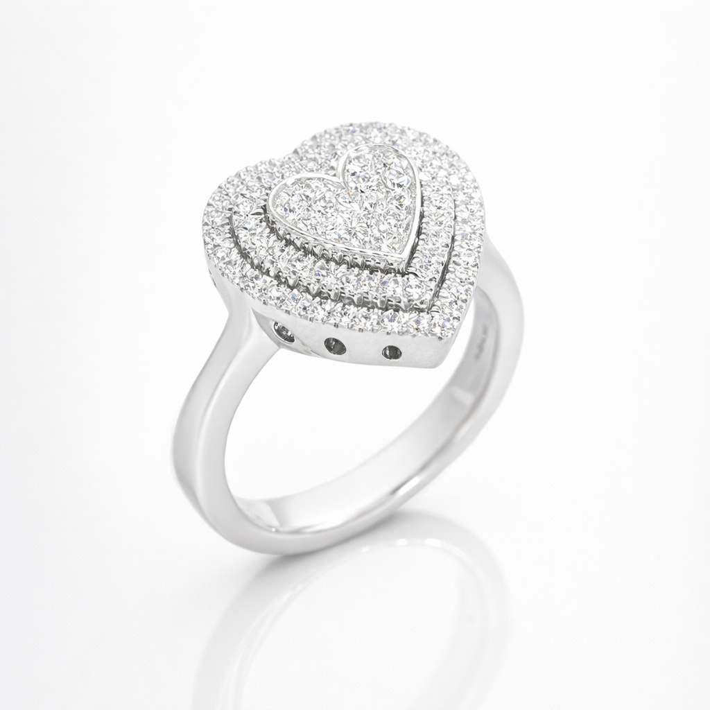 Heart Pavé Double Halo Ring view 2