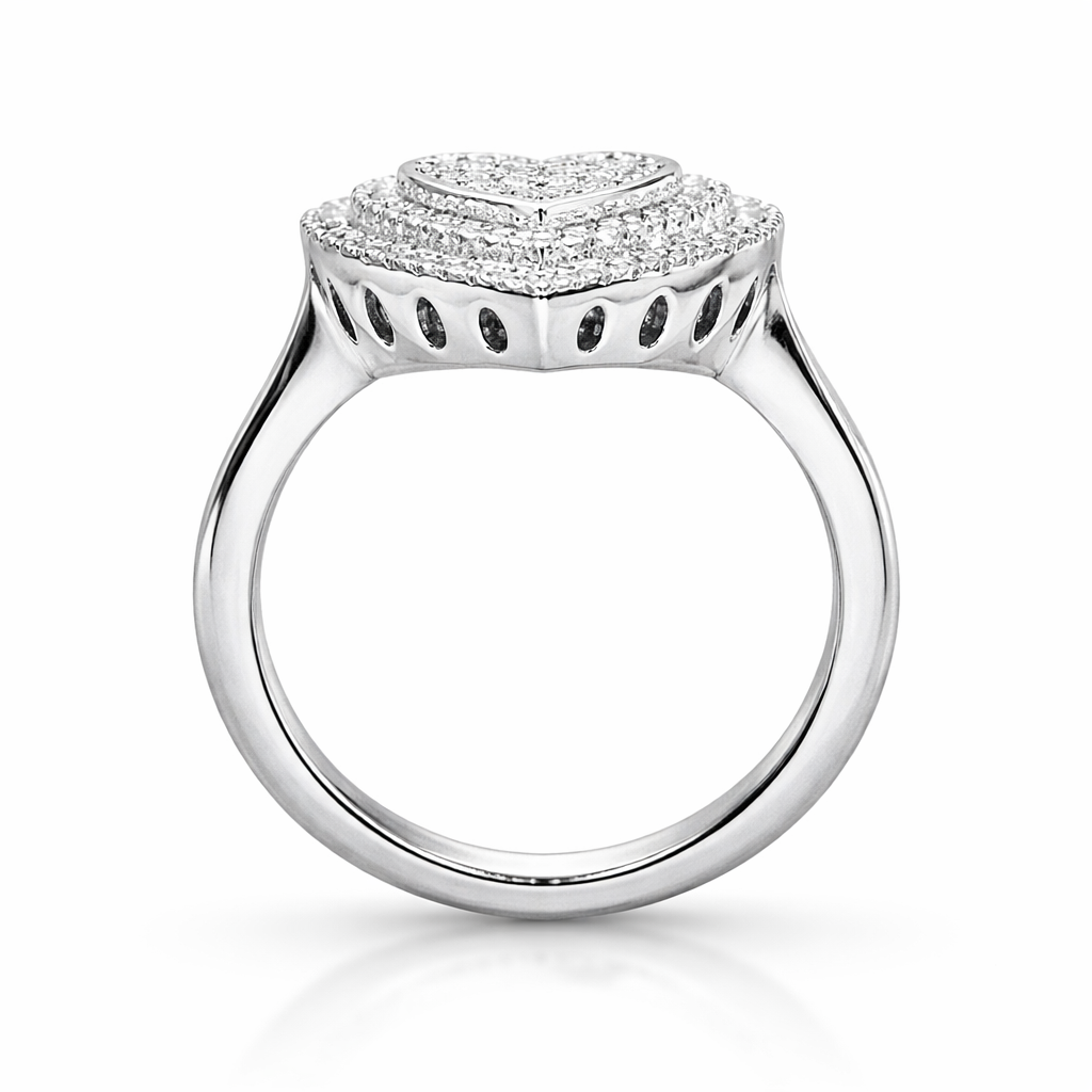Heart Pavé Double Halo Ring view 3