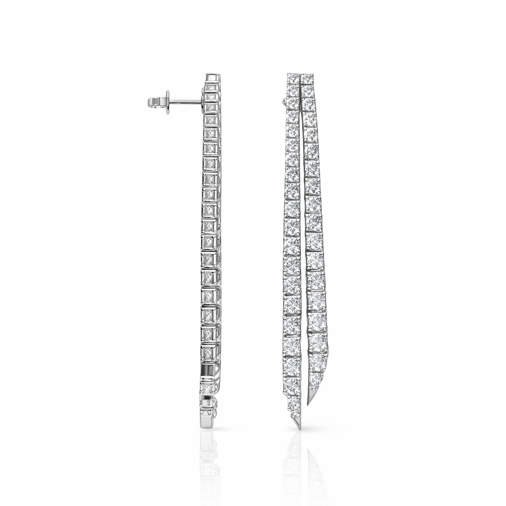 Lariat earrings in white gold 2 view