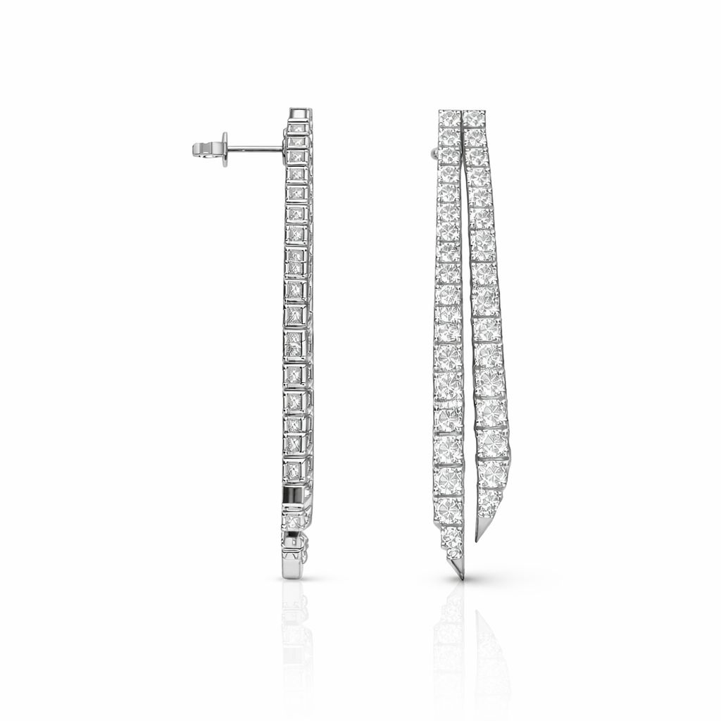 Lariat earrings in white old