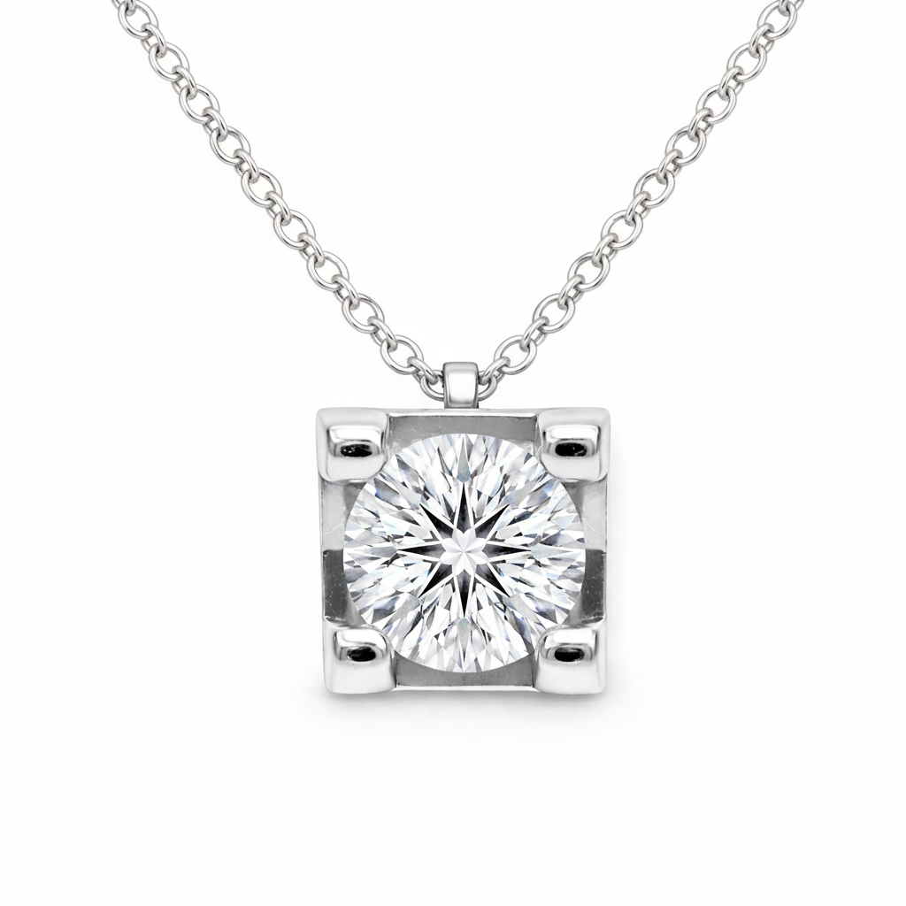 modern diamond pendant in white gold