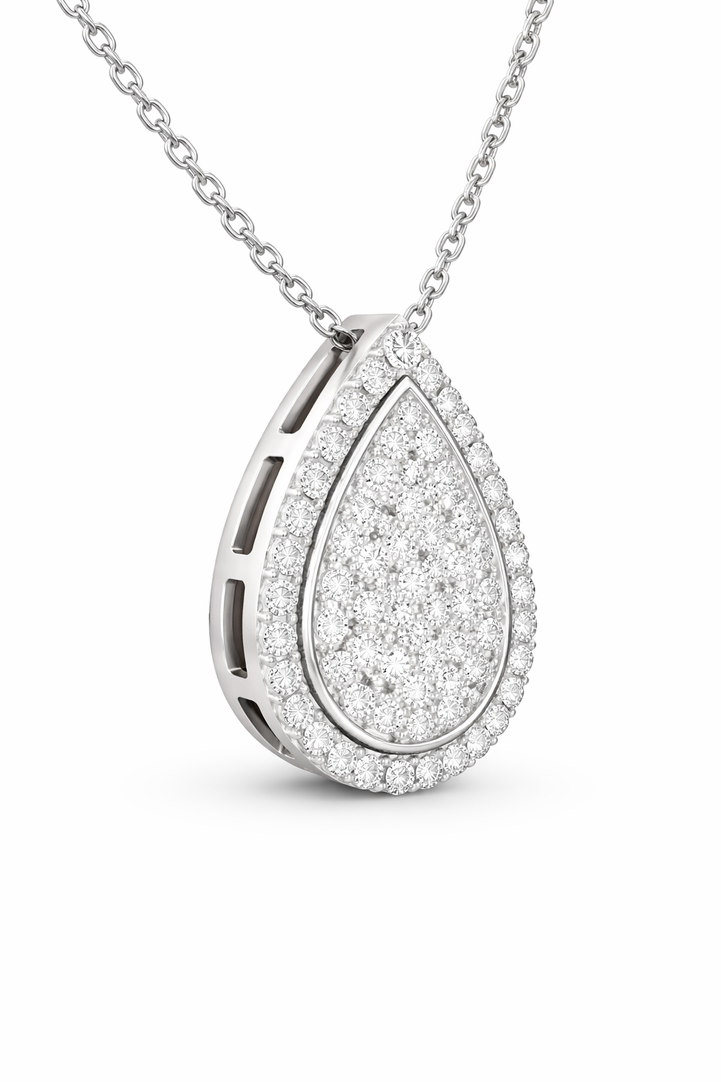 Pear Pavè Halo Pendant view 1