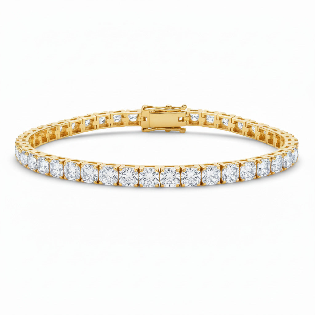 Spring tennis diamond bracelet in yellow gold