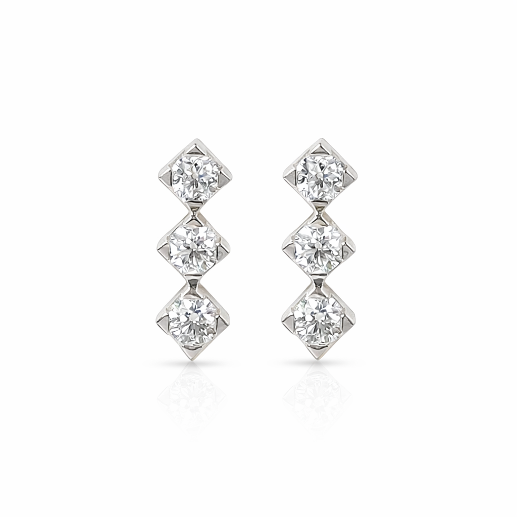 trilogy earrings in white gold