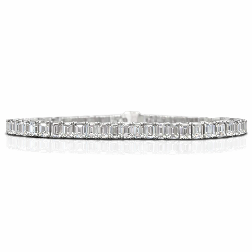 classic diamond emerald cut bracelet view2