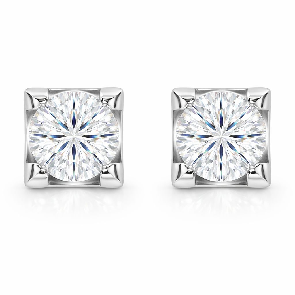 diamond modern earrings with white gold