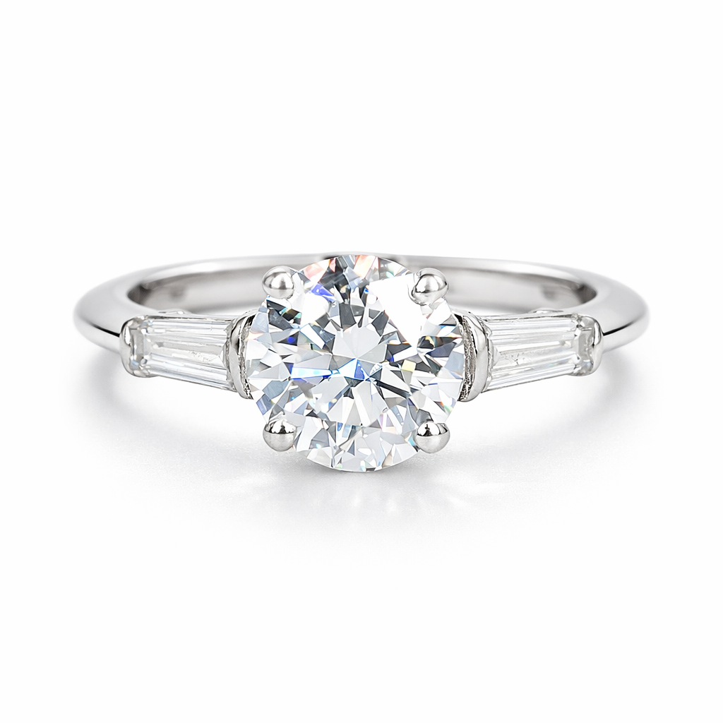 engagement ring with side baguettes