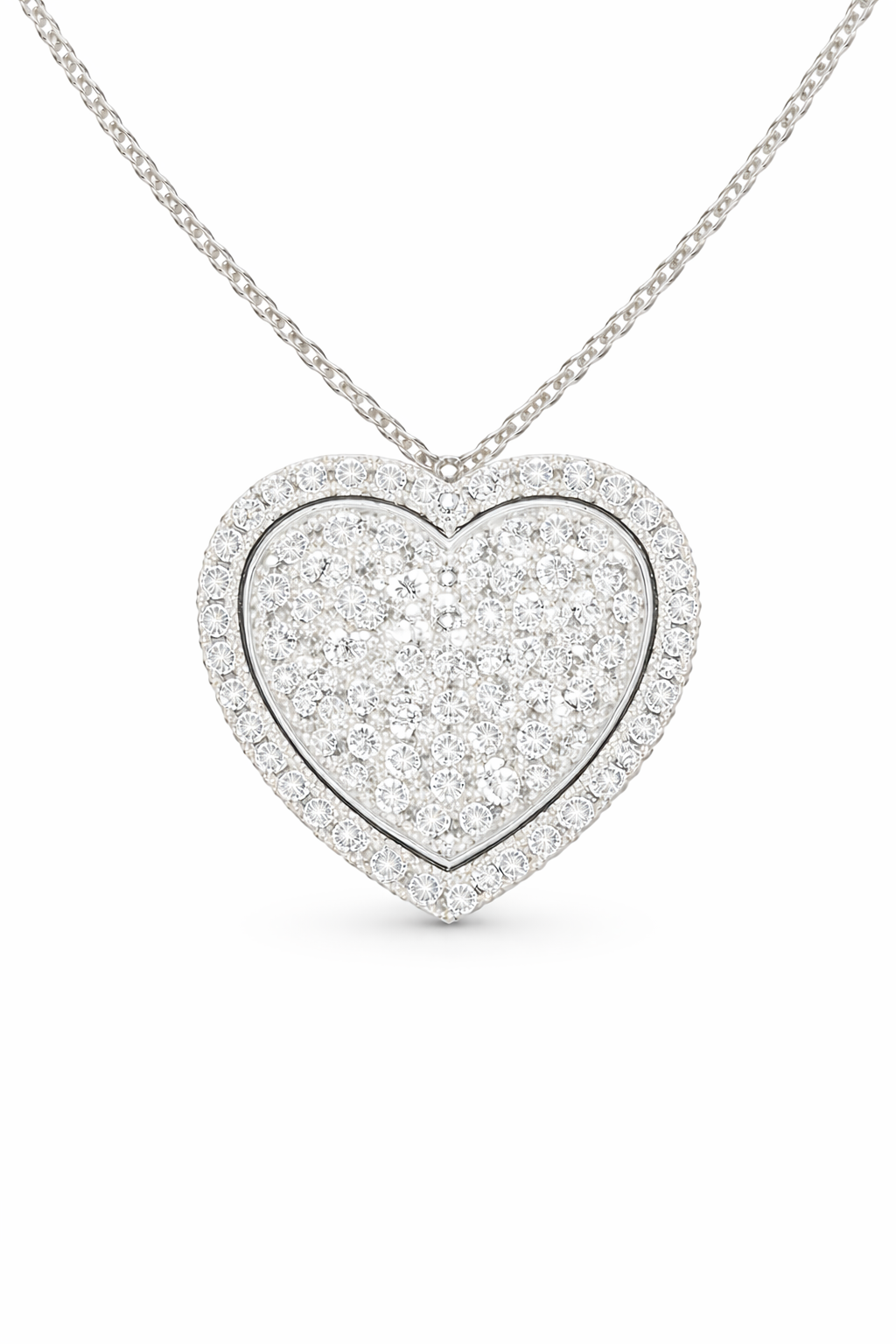 heart halo pave pendant in white gold