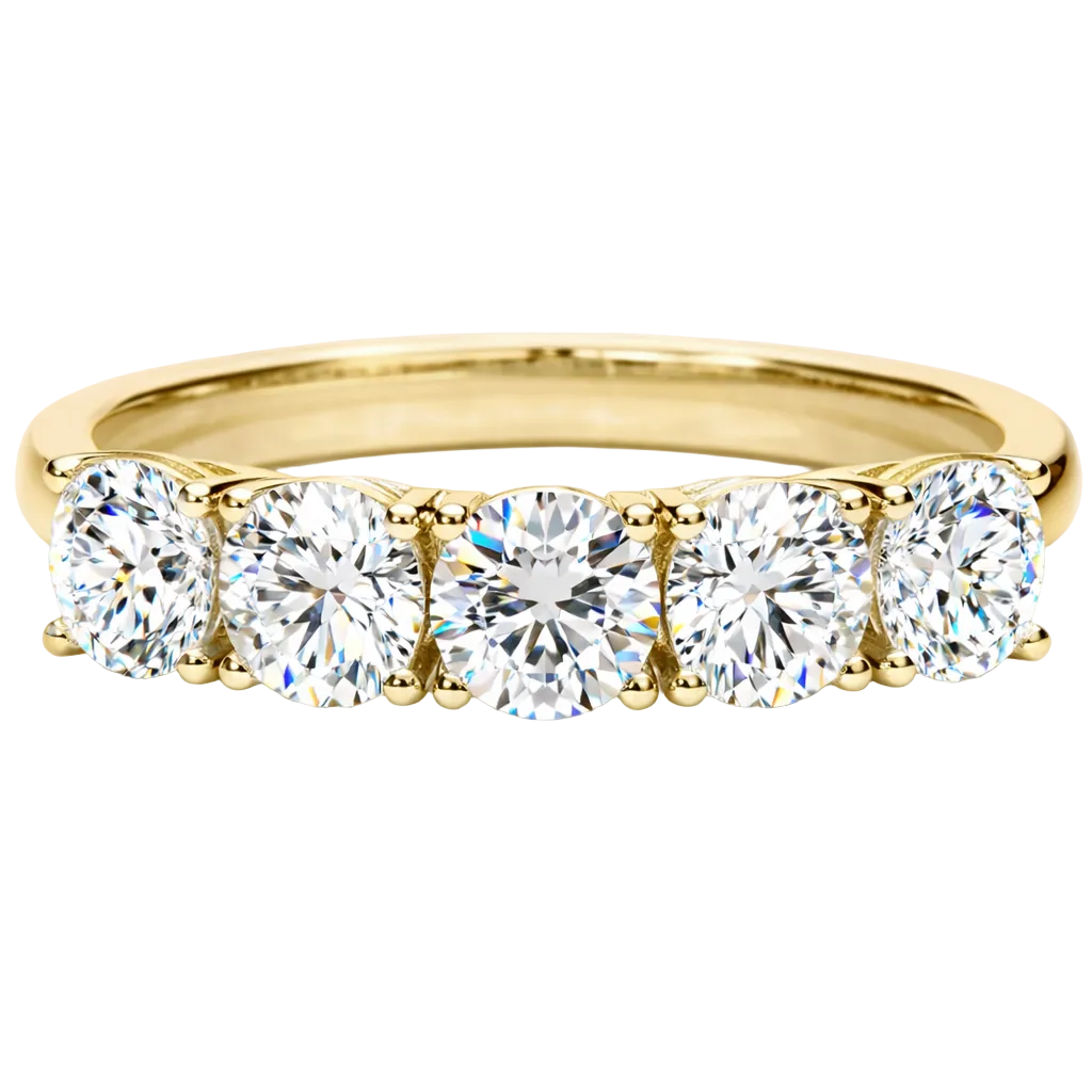 5 Stones Classic Eternity Band gold yellow 