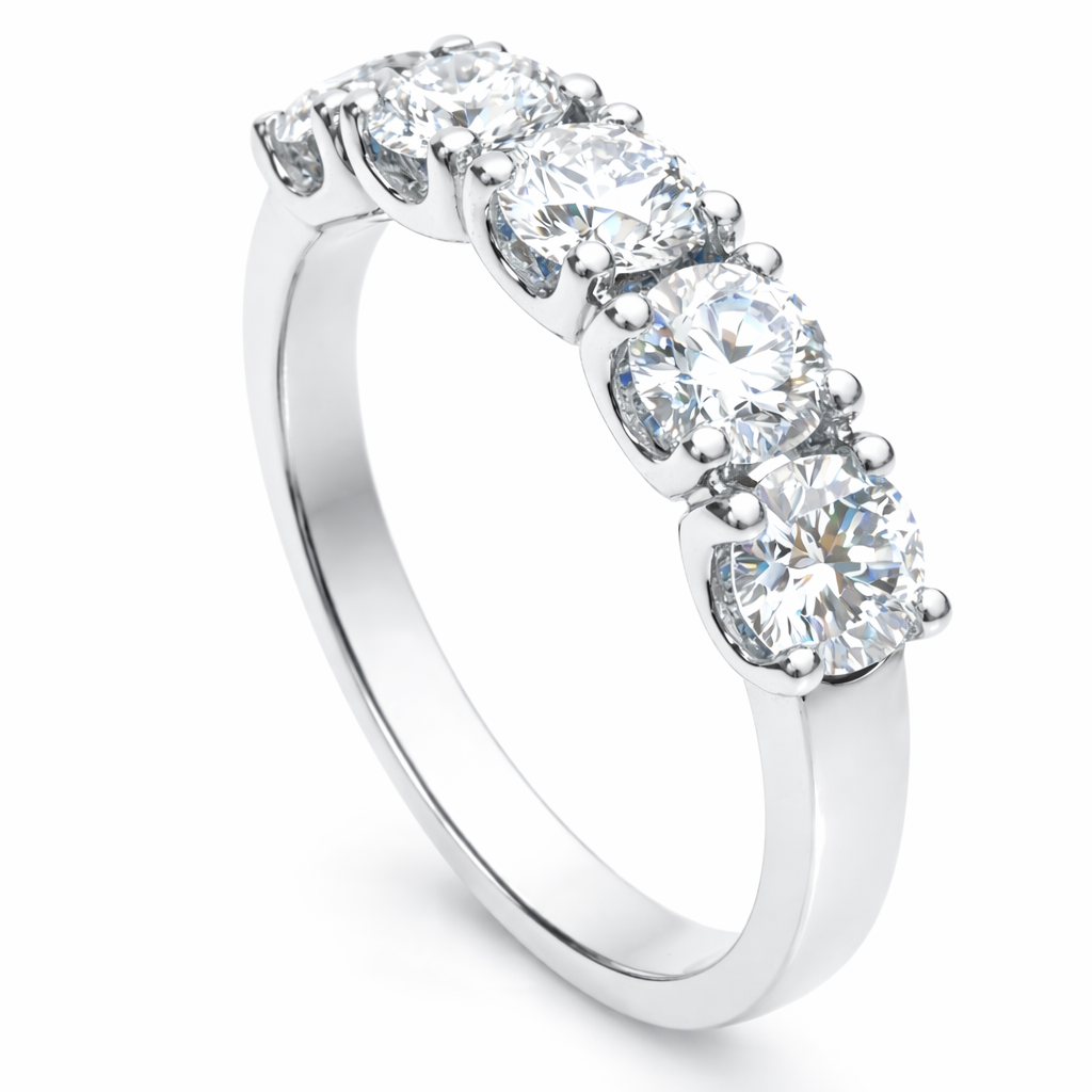 5 Stones Contemporary  Eternity band white gold