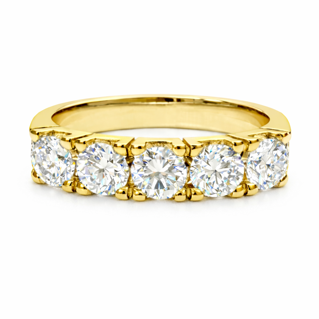 5 Stones Modern Eternity band  yellow gold