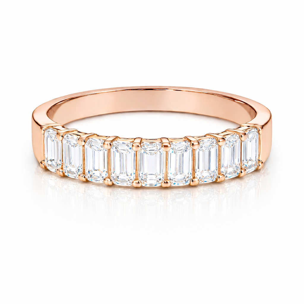 9  Emerald Cut Diamonds Classic Eternity Band rose gold
