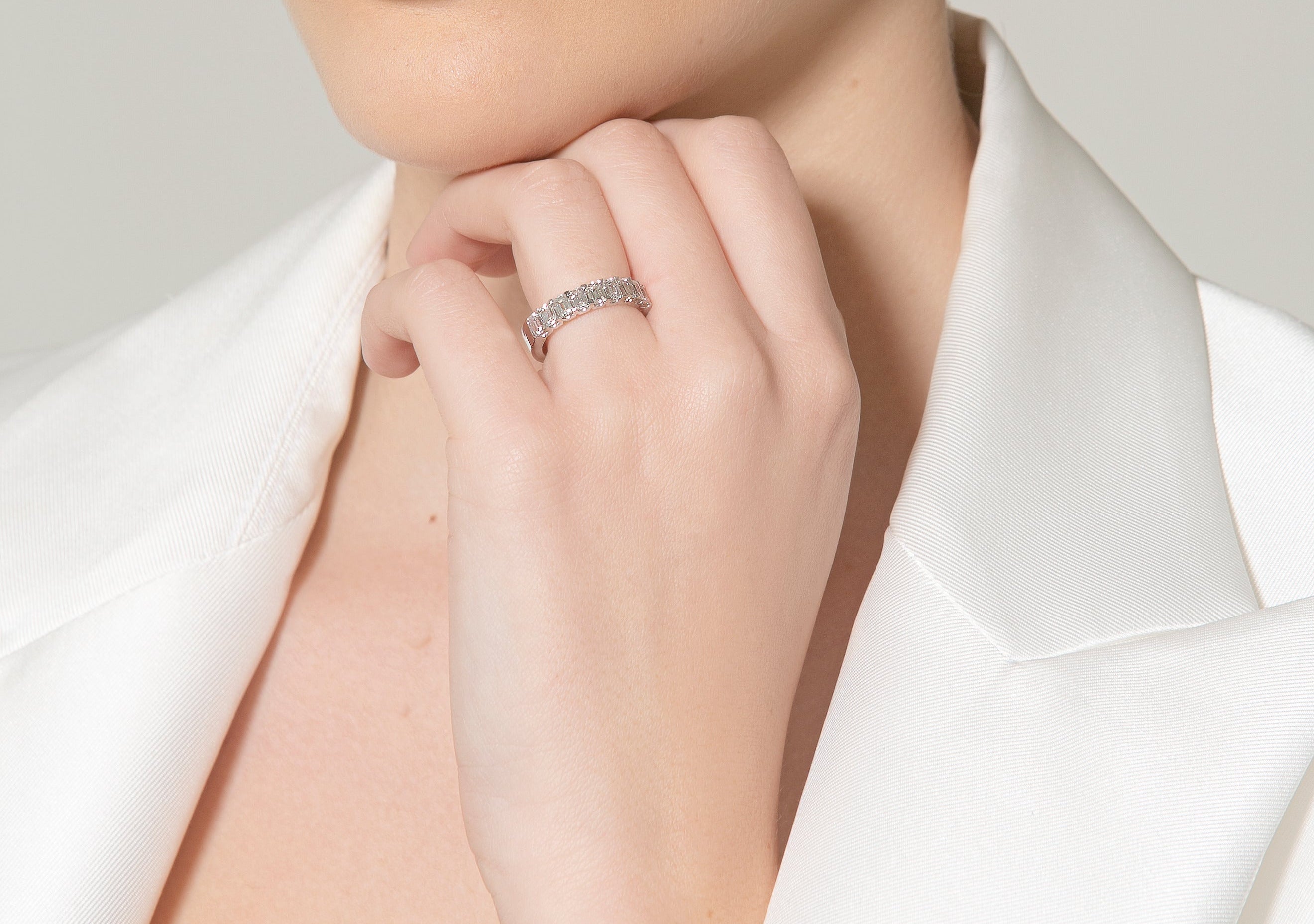 9 Emerald Cut Diamonds Design Eternity Band 