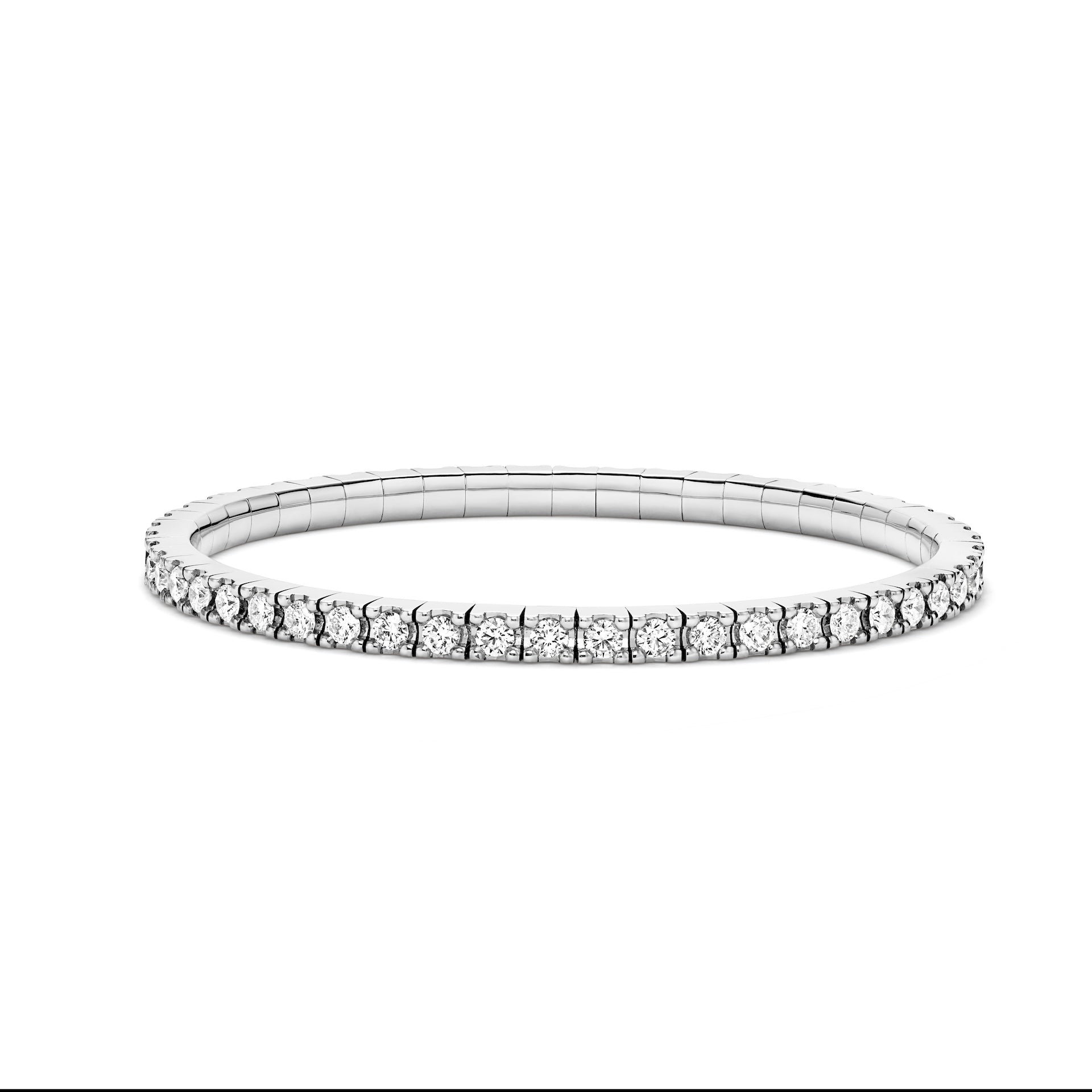 White gold tennis spring bracelet with diamonds 