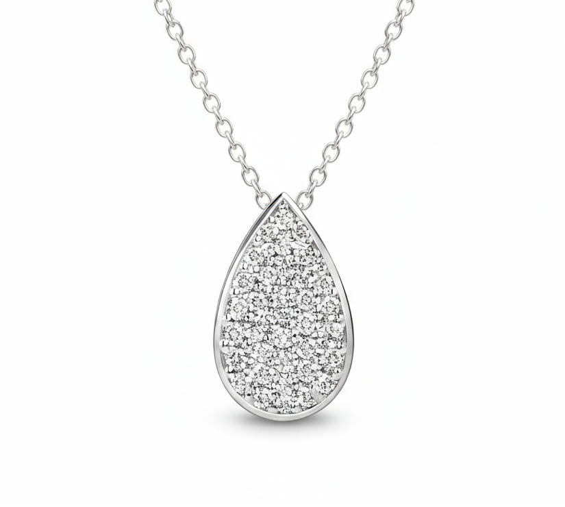 Classic Pavè pear Pendant in white gold