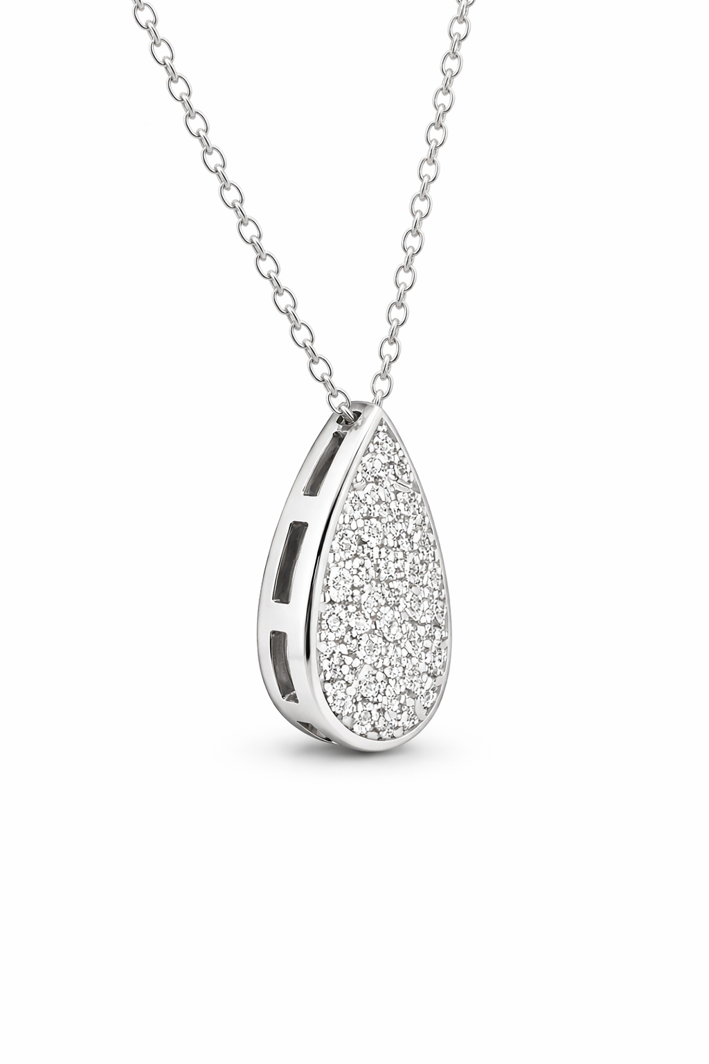 classic pear pave white gold