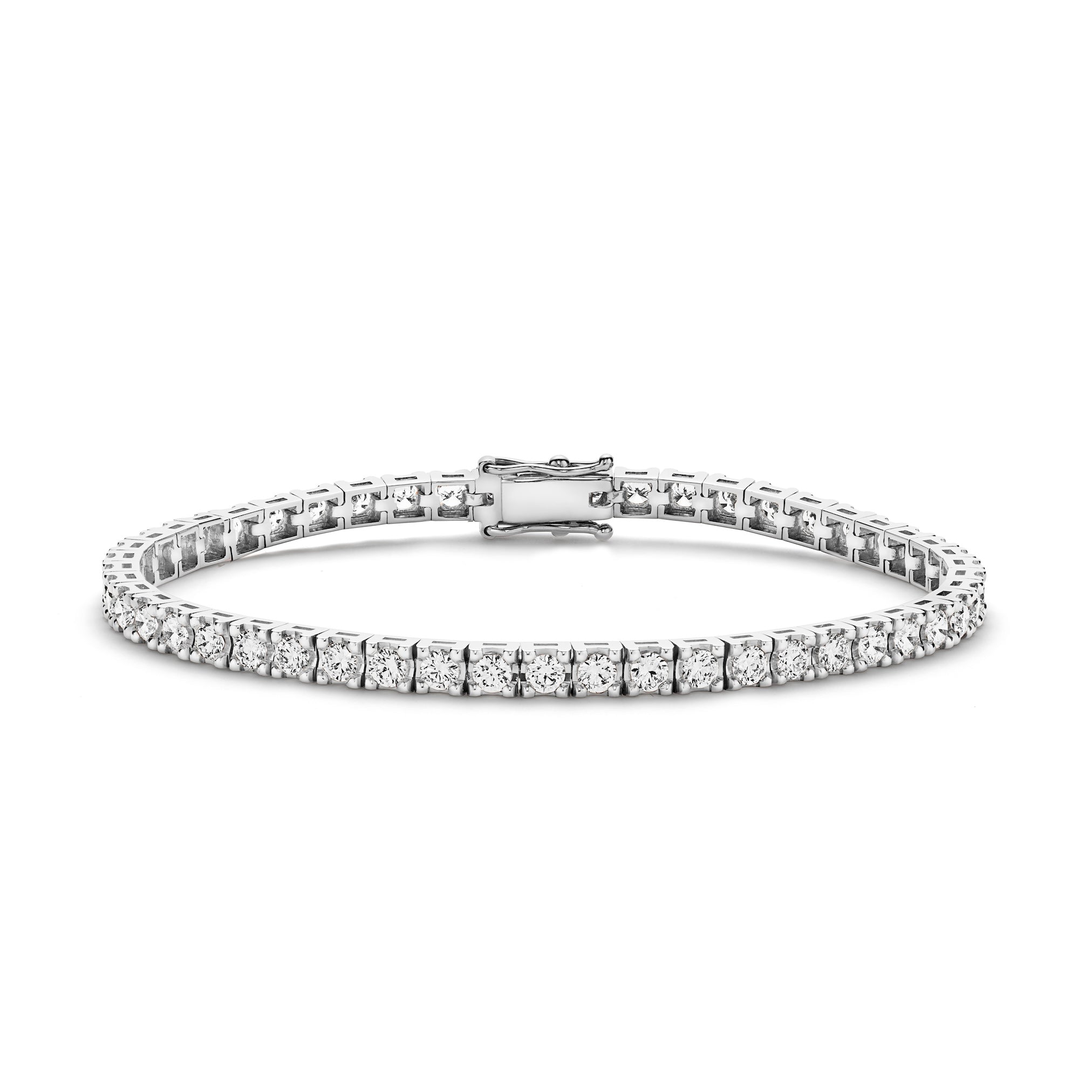 Diamond tennis contemporary bracelet on a white gold