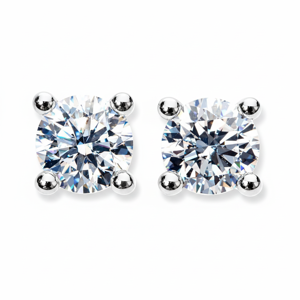 diamond contemporary stud earrings in white gold