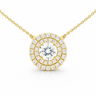 Double halo pendant in yellow gold 