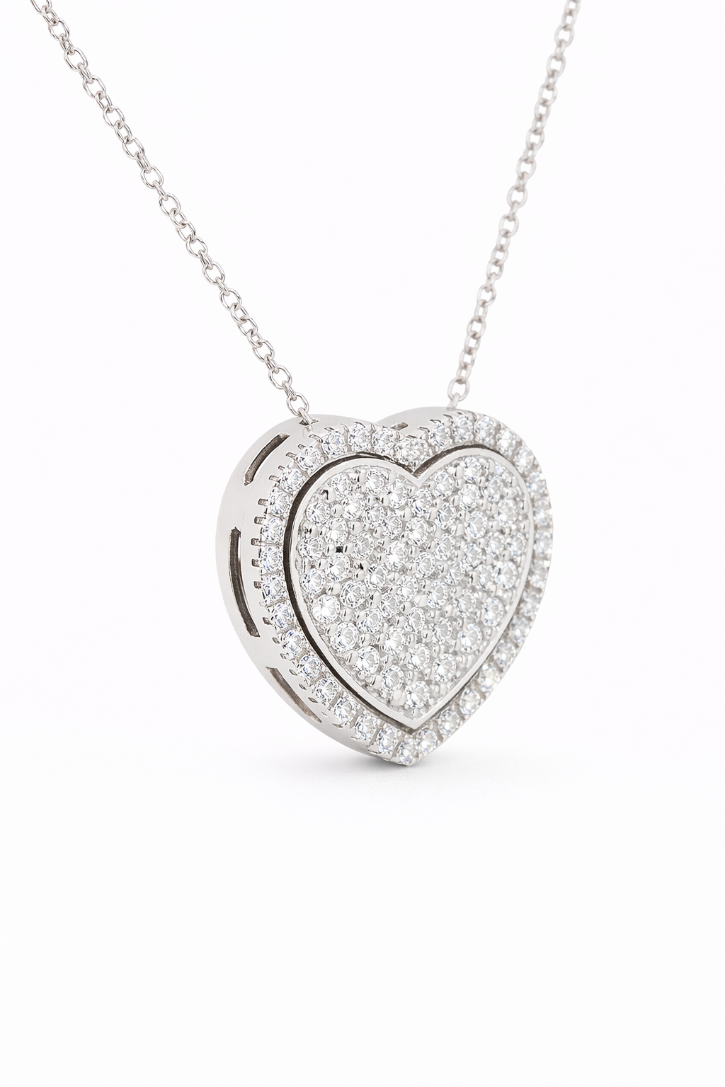 heart halo pave in white gold