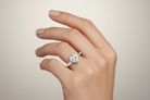 Heart Engagement ring with Baguette side stones