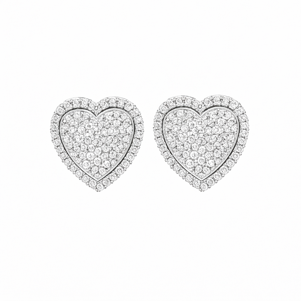 Heart Pavè Halo diamond Earrings