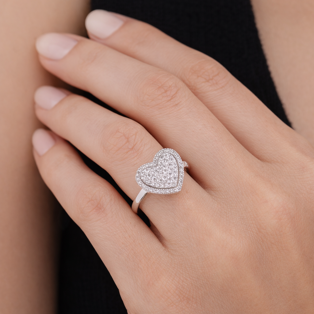 Heart Pavè Halo Ring model 