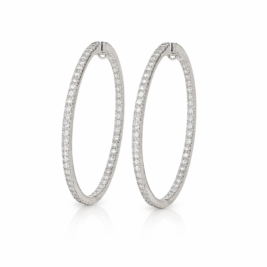Hoop diamond earrings in white gold