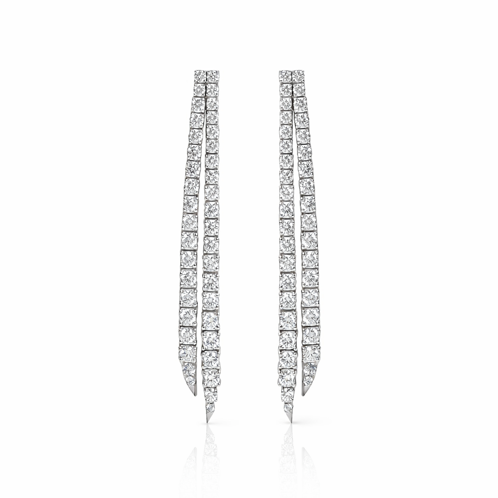 Lariat earrings 7cm in white gold 