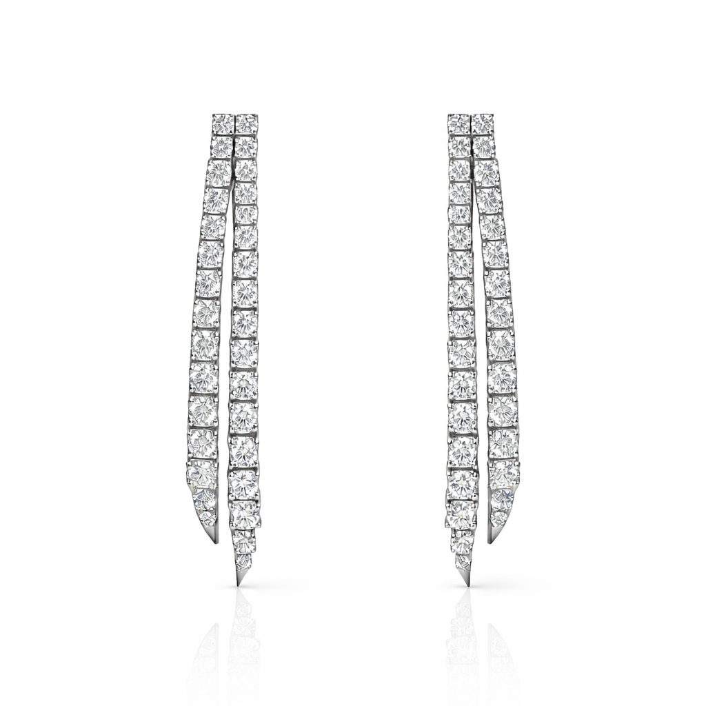 Lariat Earrings 5 cm in white gold 