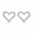 Open heart diamond earrings in white gold 