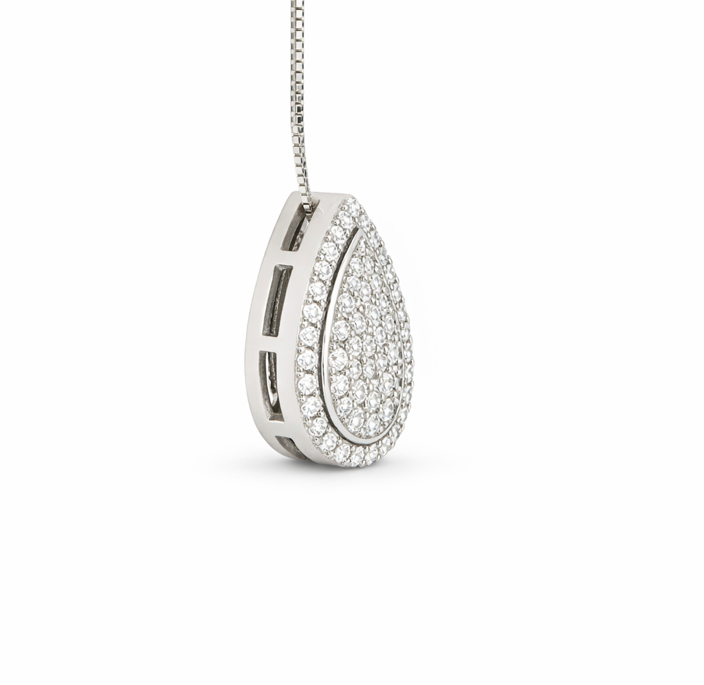 Pear Pavè Halo Pendant view 2