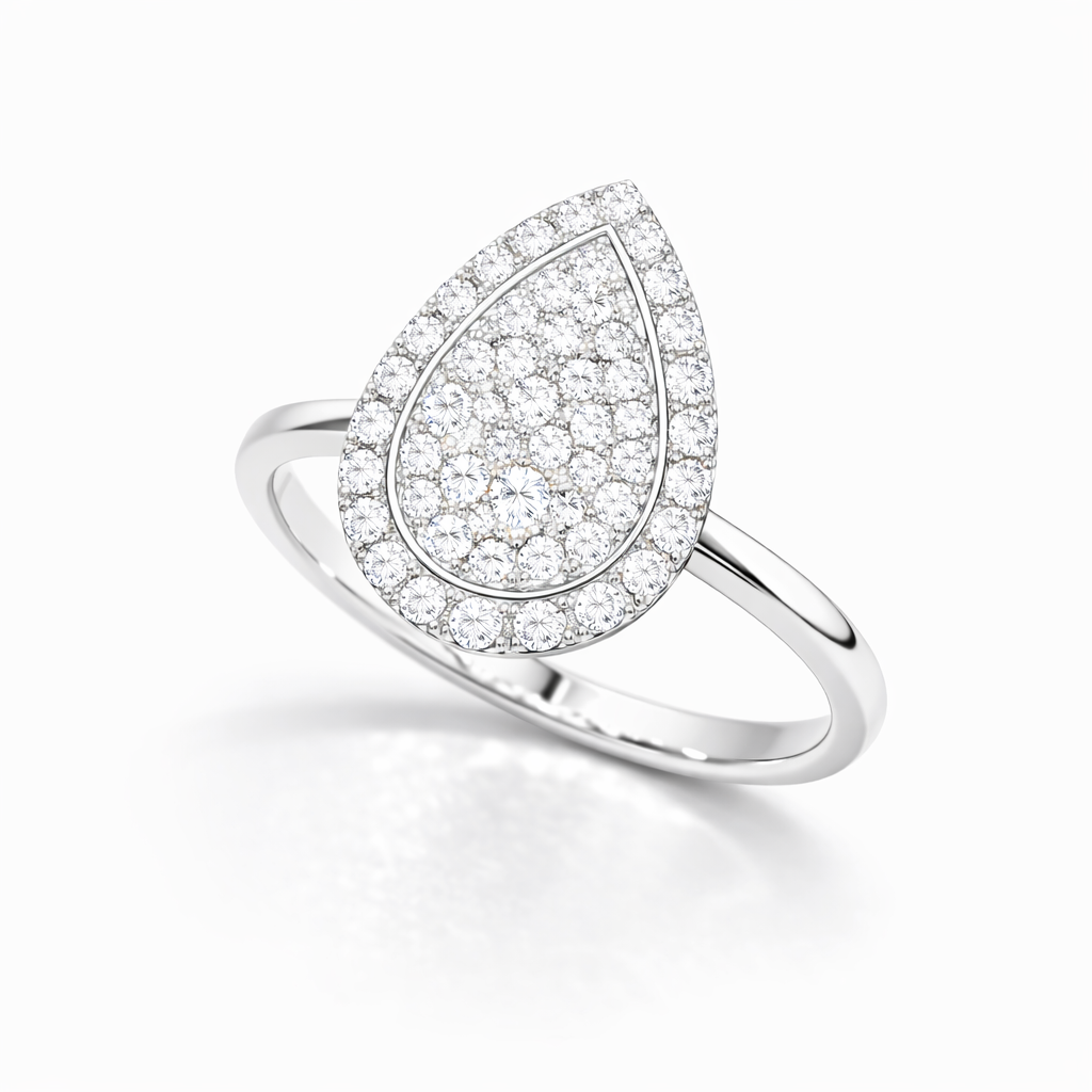 Pear Pavè Halo Ring view2 