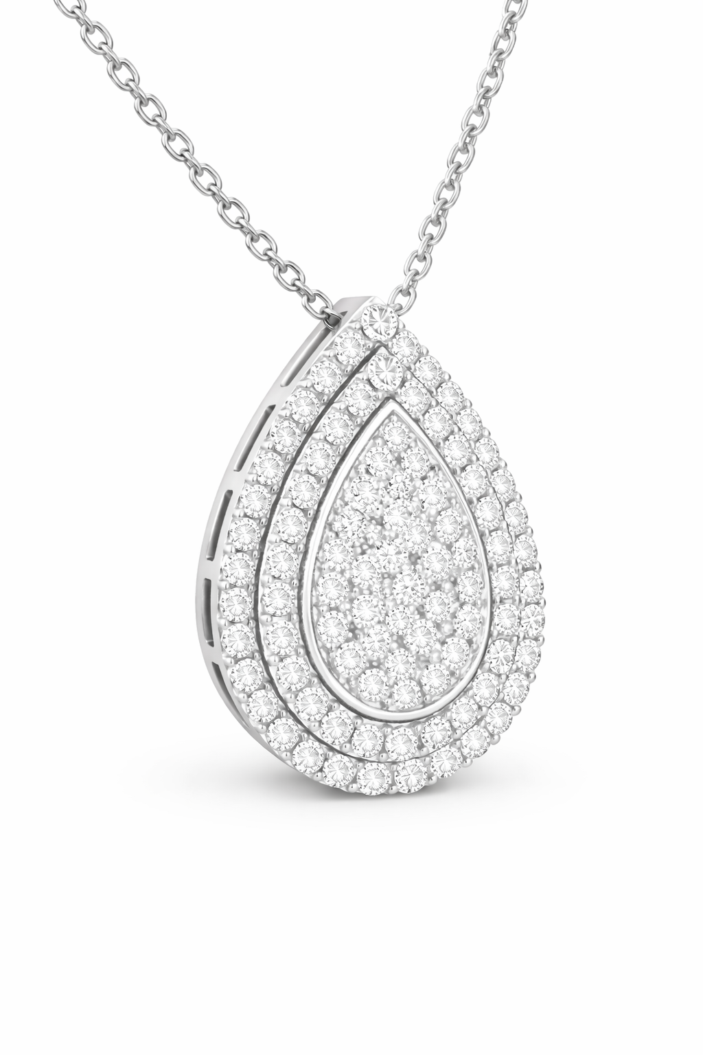 Pear double halo pavé model view3