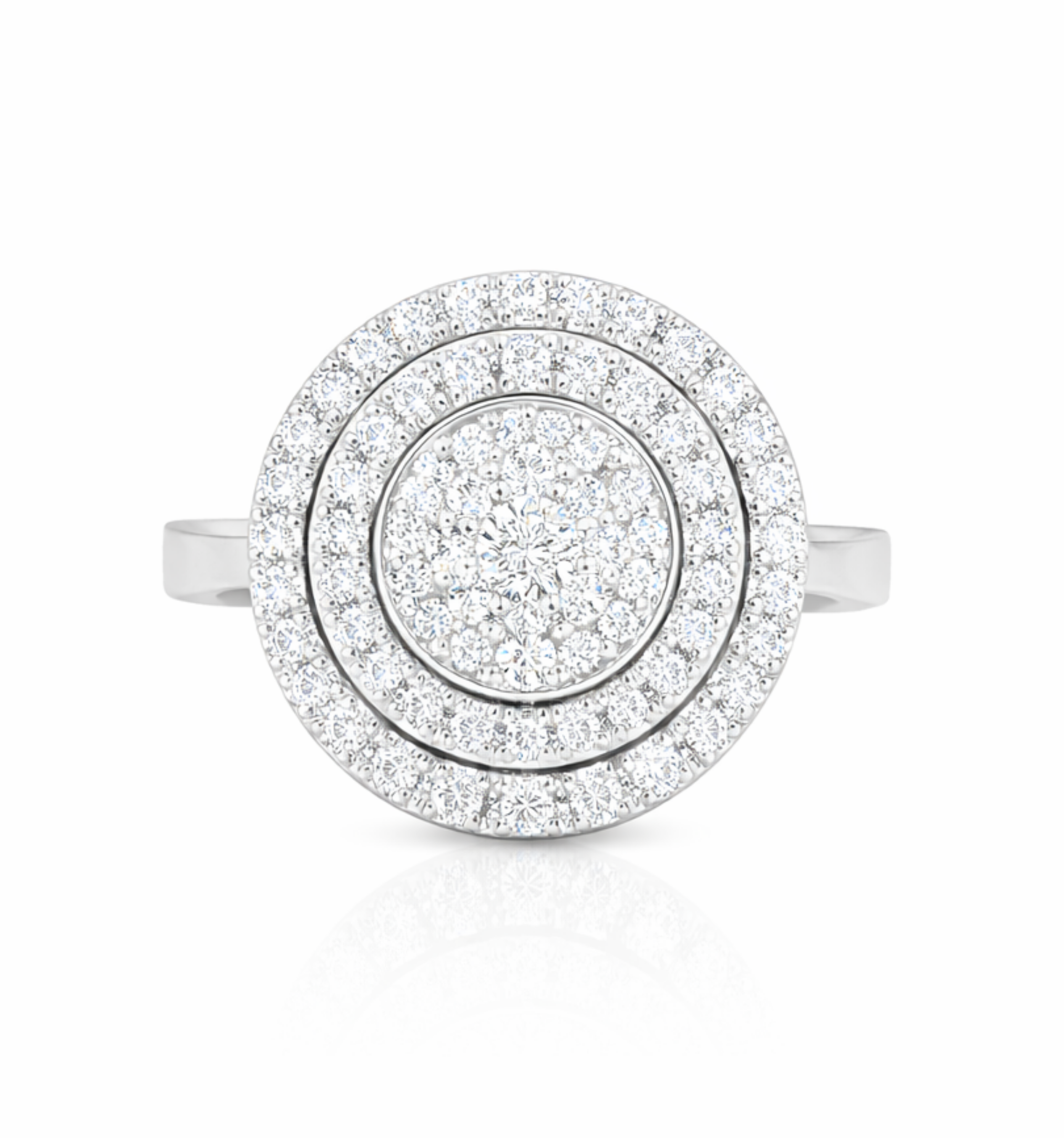 Round Pavè Double Halo Ring