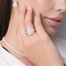Round Pavè Double Halo Ring model