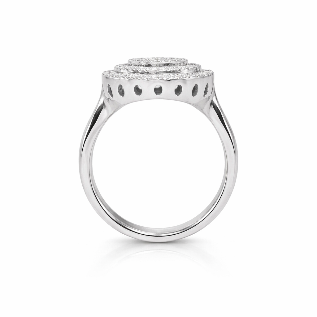 Round Pavè Double Halo Ring view 3