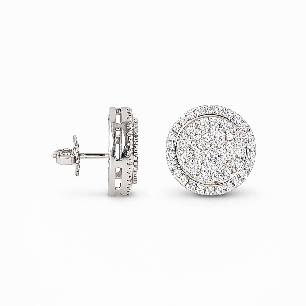 Round Pavè Halo Earrings