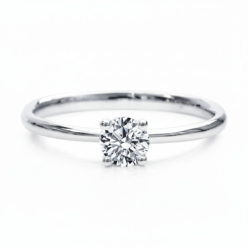 Stud Solitary Ring in white gold 