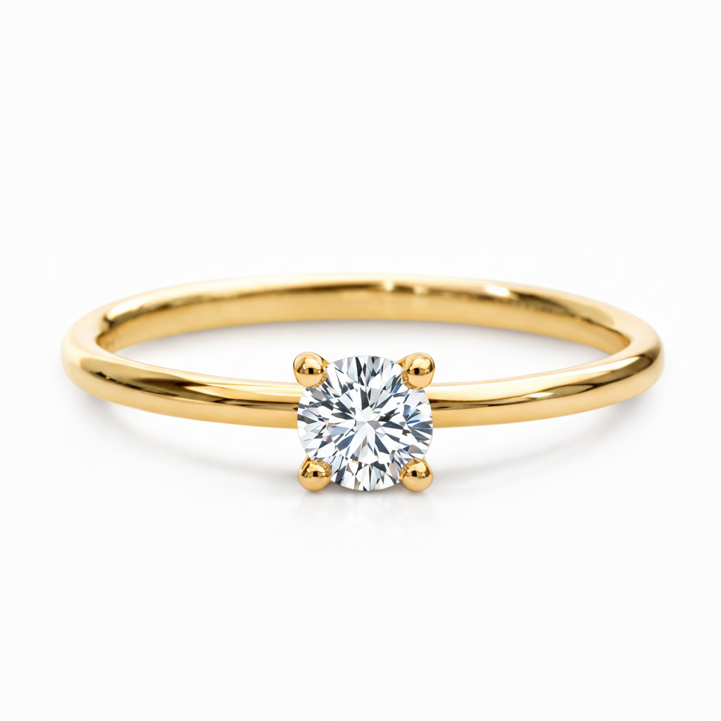 Stud Solitary Ring yellow gold