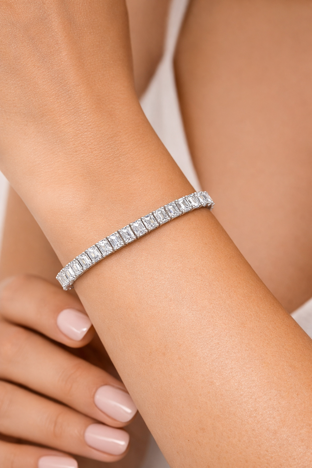 classic diamond emerald cut bracelet model