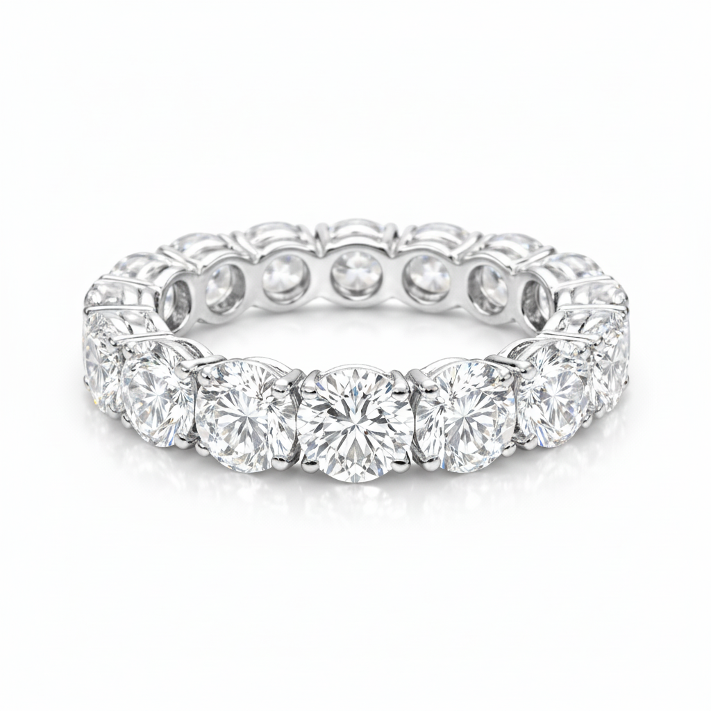 classic natural diamond  eternity band  in white gold