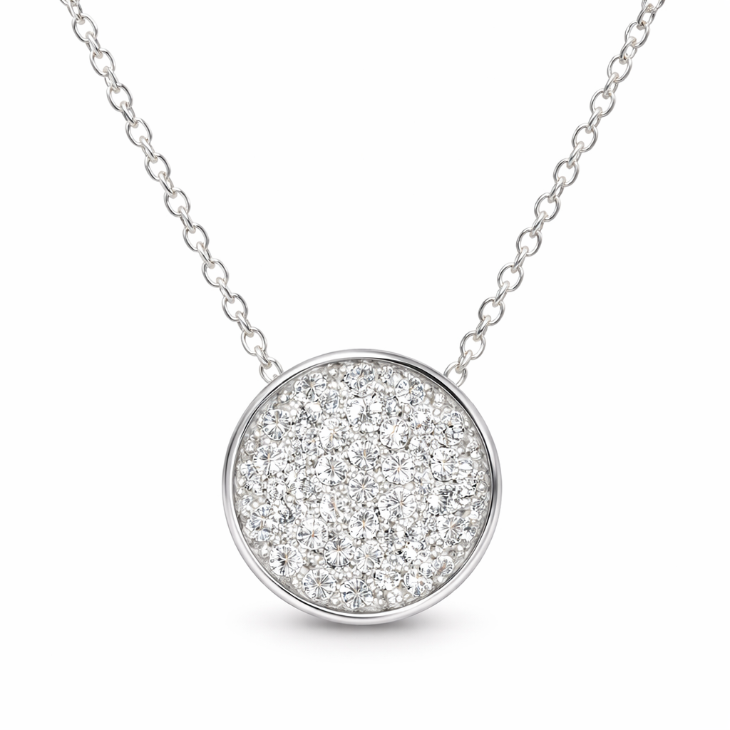 classic pave round pendant in white gold