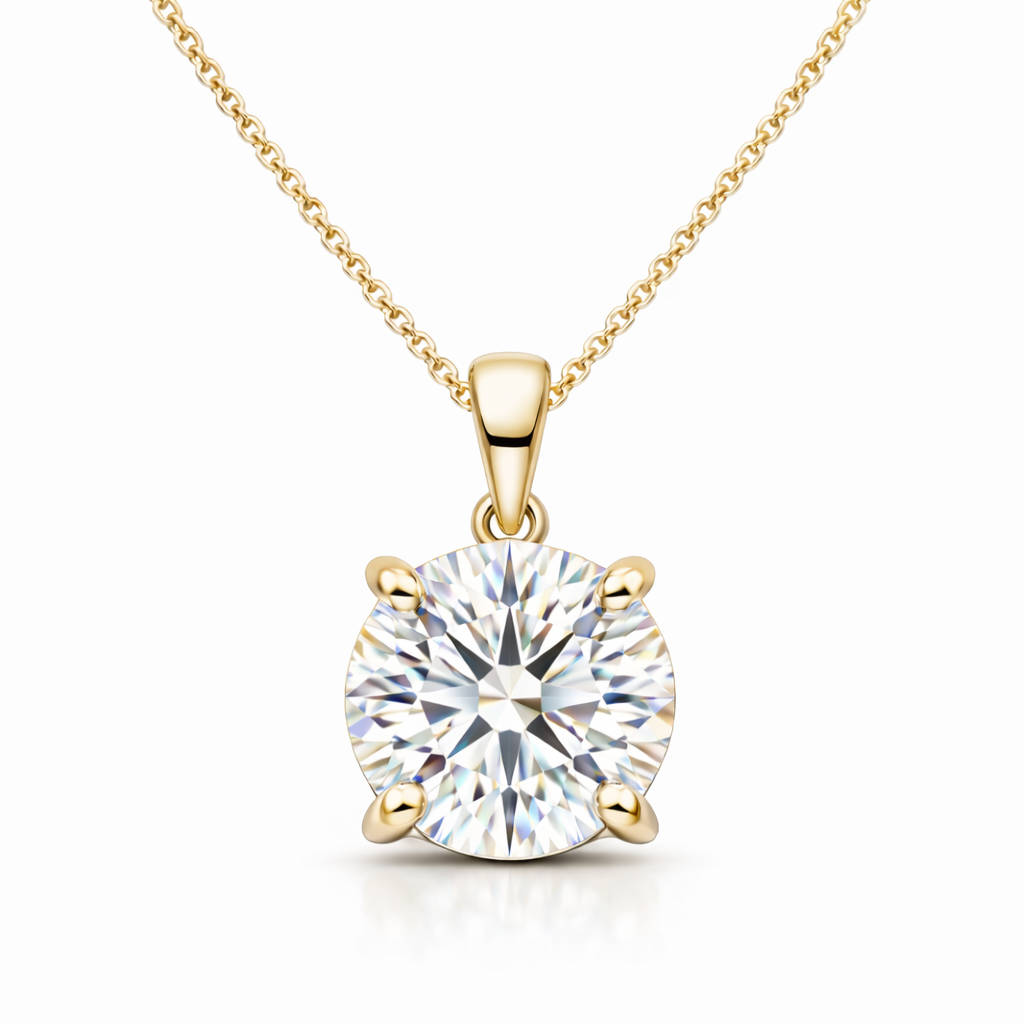 classic diamond  pendant yellow gold 