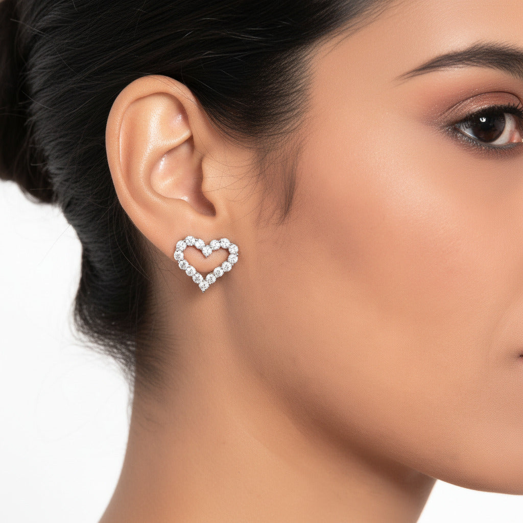 Open heart  diamond earrings 